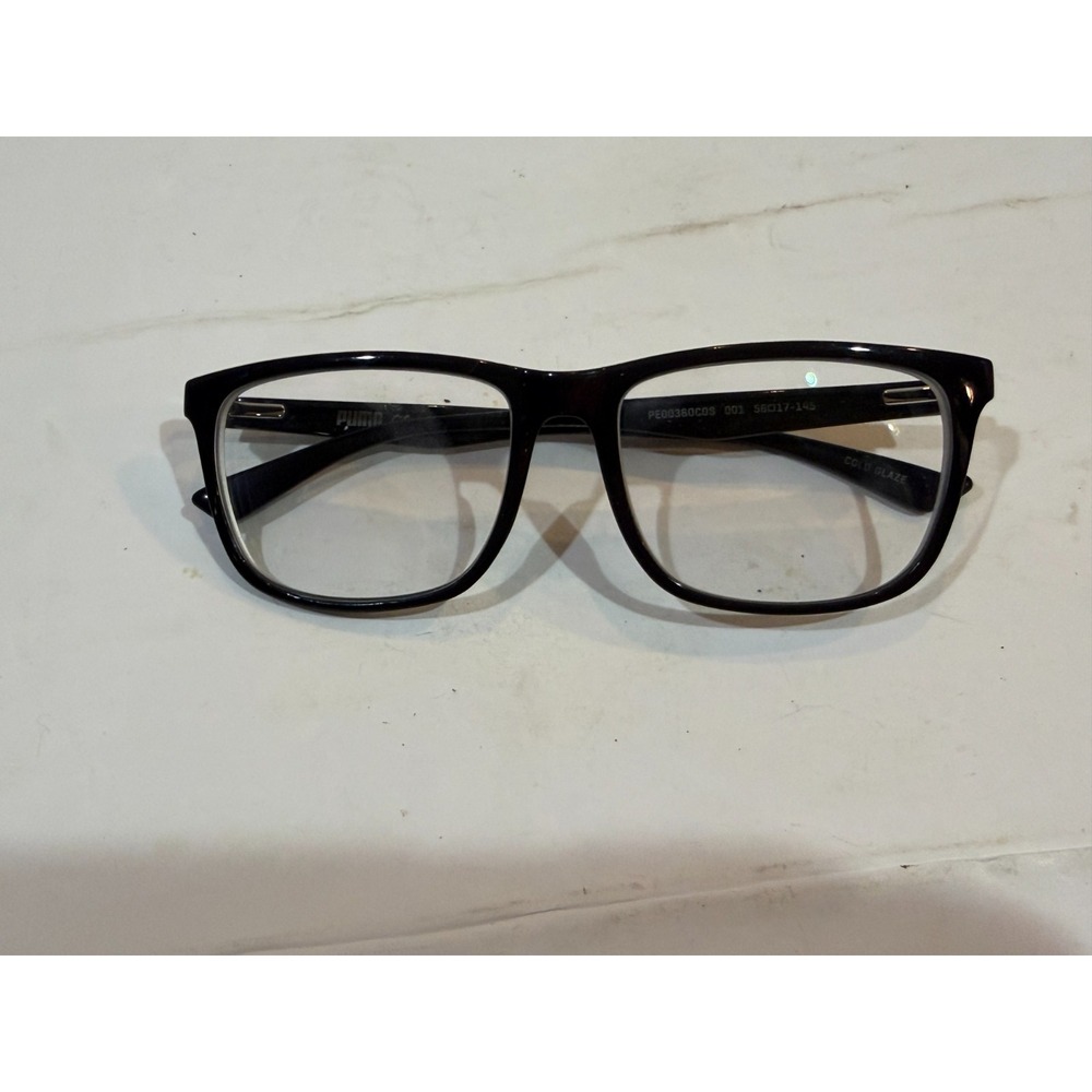 Puma Eyeglasses Frames Mens Black PE0036O 001 Square Full Rim 56-17-145